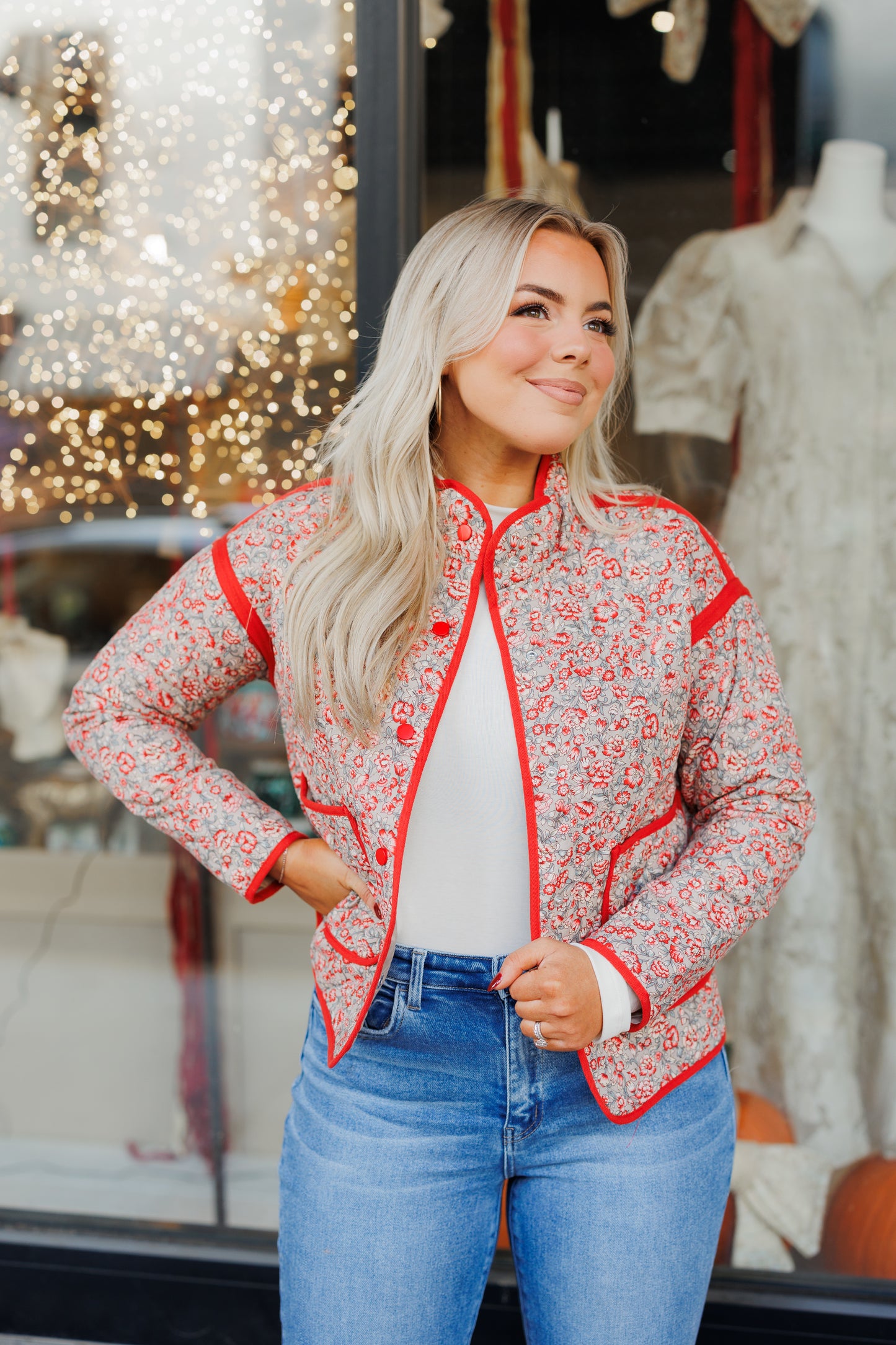 The Georgia Quilted Jacket in Red