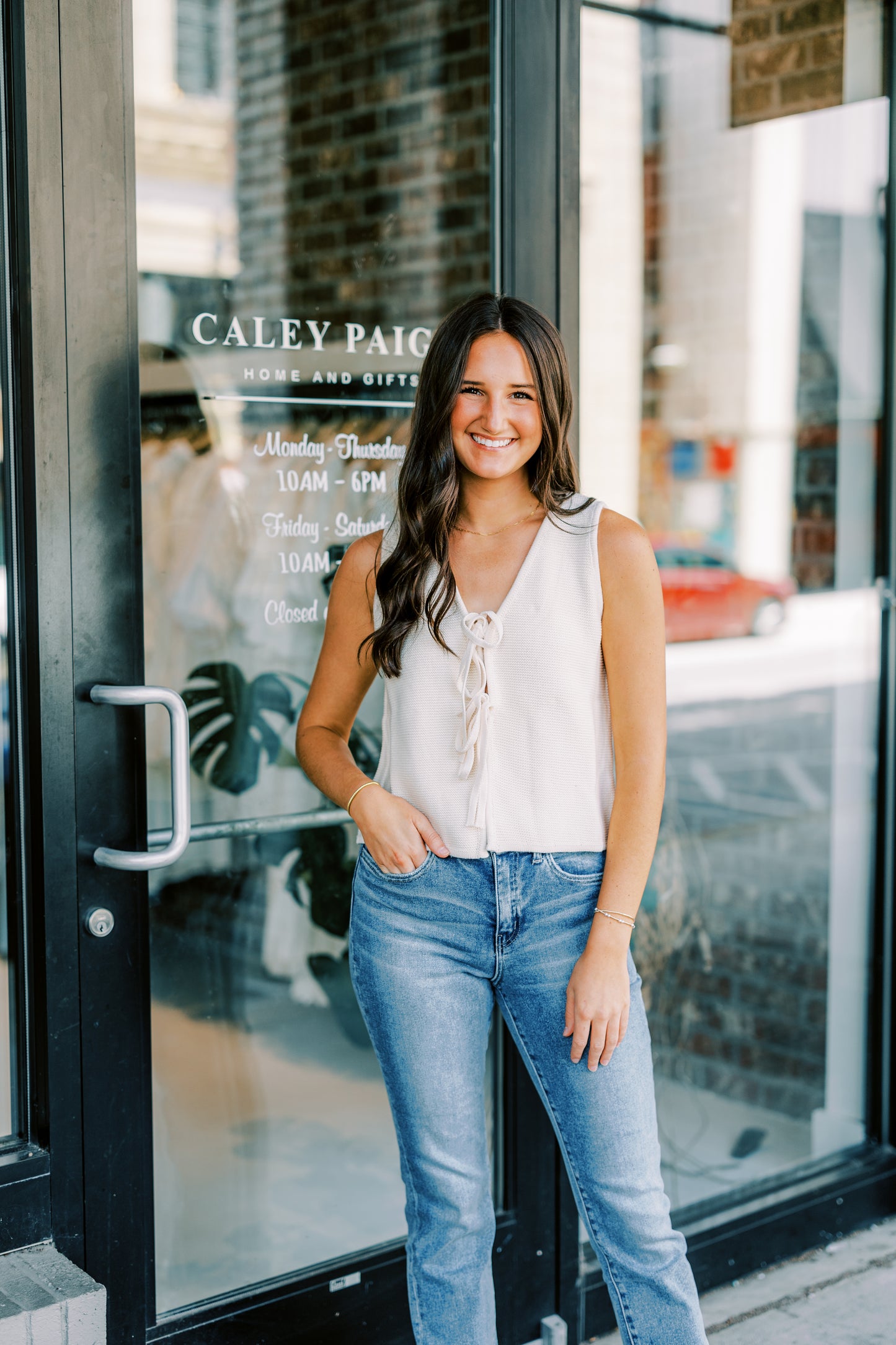 The Ruby Bow Sweater Vest in Cream