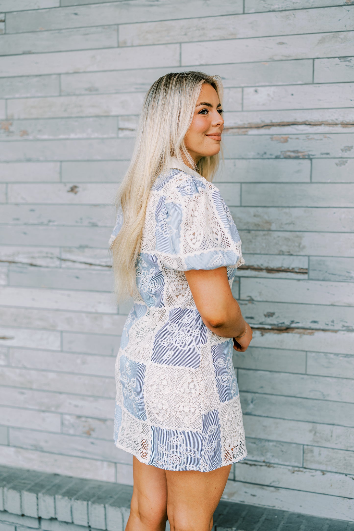 The Avery Crochet Mini Dress in Black