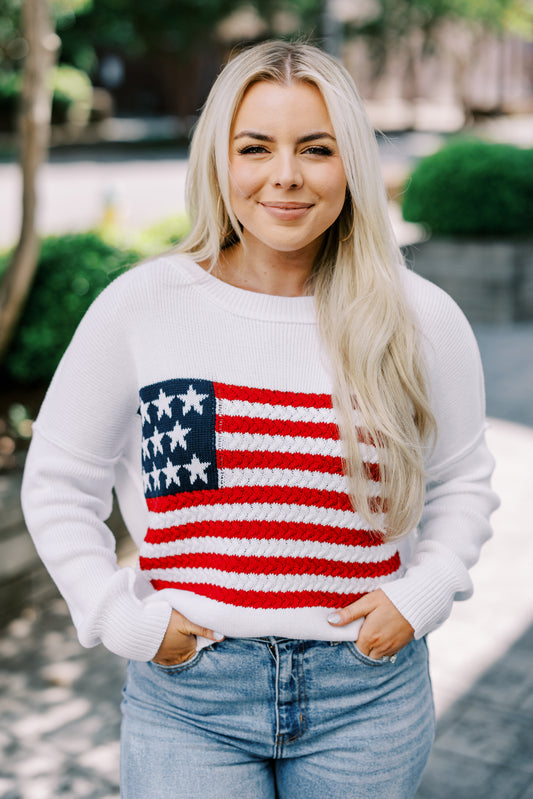 The America White Flag Sweater