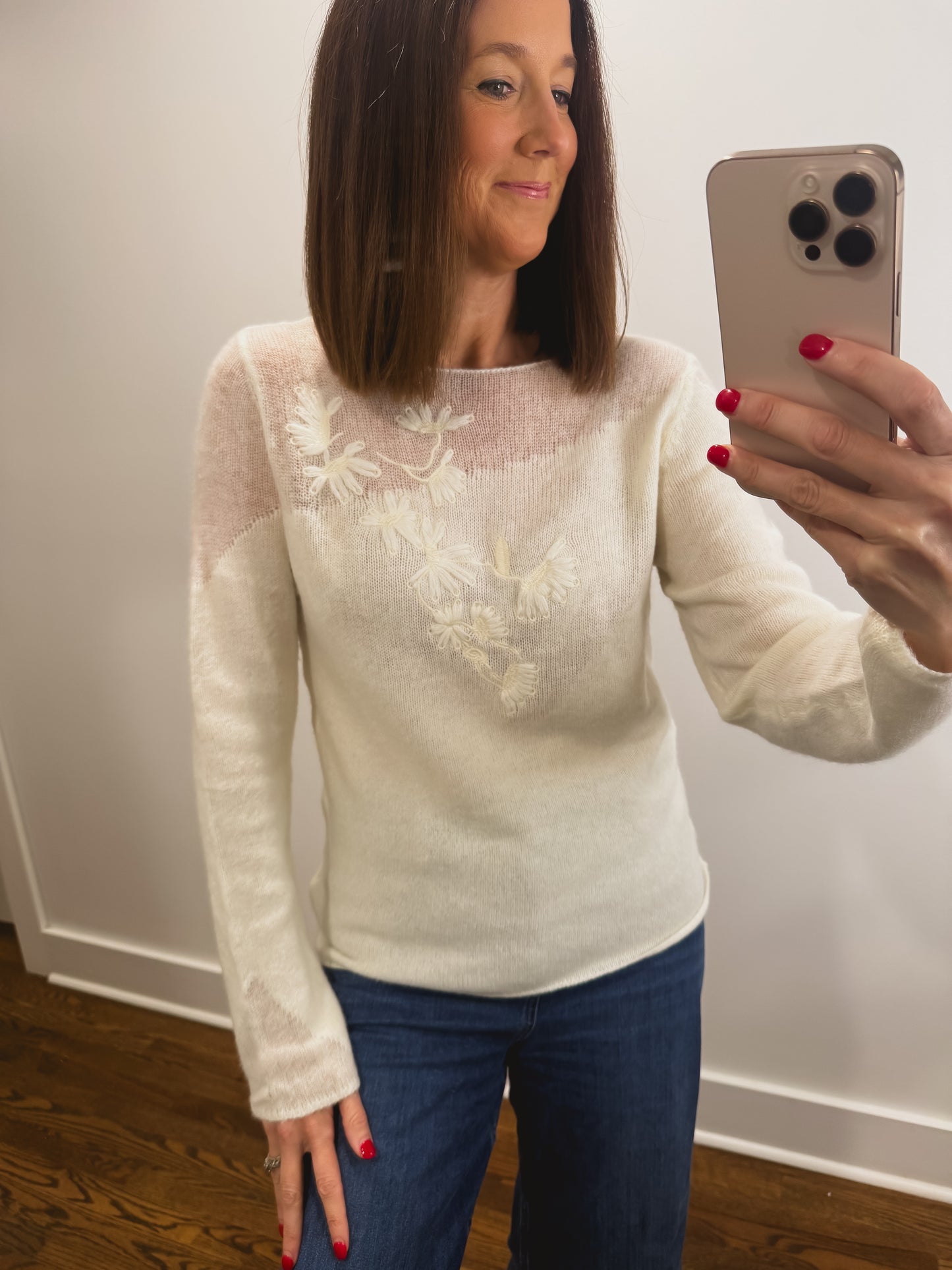 The Daisy Stitch Sweater in Cream