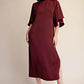 The Bordeaux Dress | Burgundy Satin Wedding Guest Midi Dress