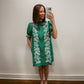 Emerald Embroidered Mini Dress