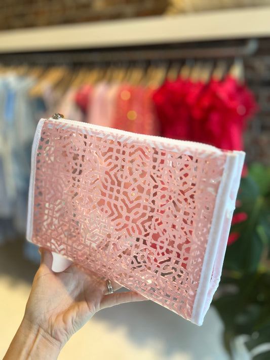 Large-Lattice Pink Clear Bag by TRVL