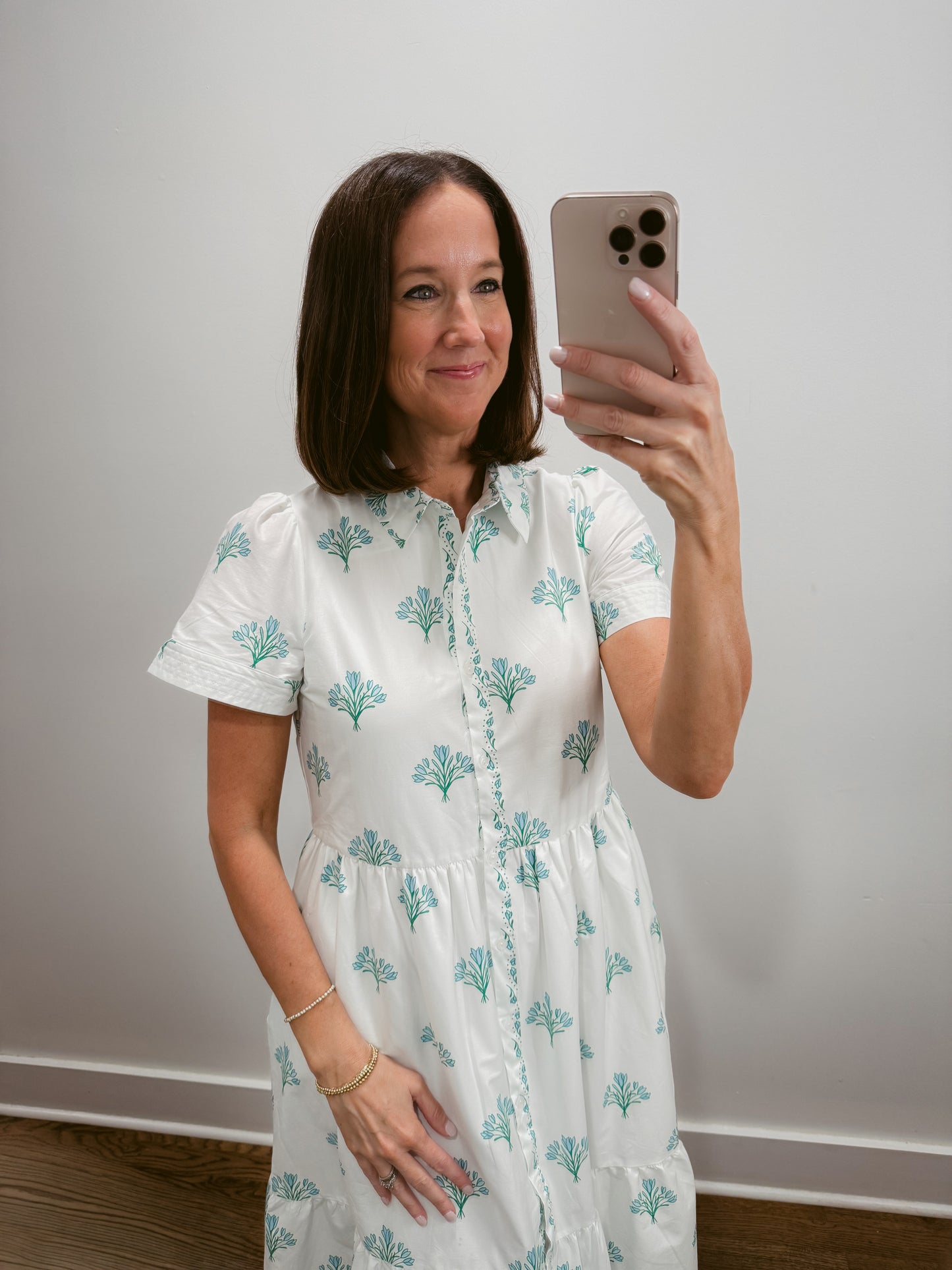 Seafoam Bloom Tiered Midi Dress