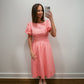 Pink Puff Sleeve Midi Dress