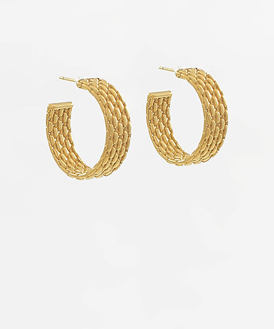 Gold Textured Stainless Steel Hoops