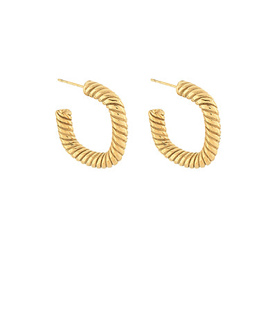 Twisted Omega Square Shape Open Hoops