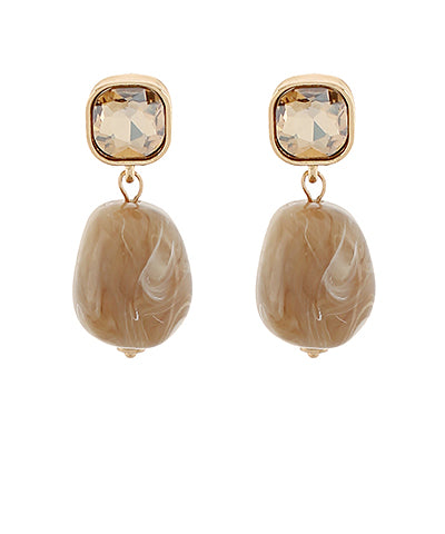 Natural Marbled Drop Earrings