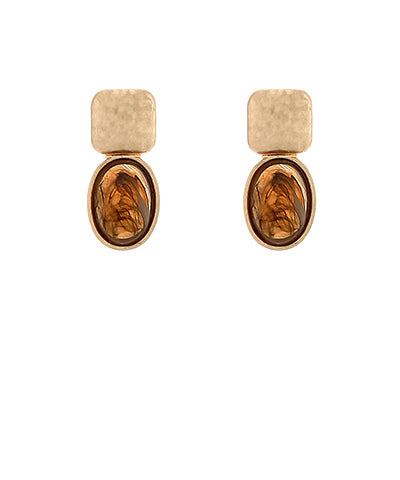 Brown Marble Drop Earrings