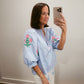 Petal Stitch Puff Sleeve Blouse