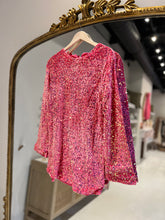 Load image into Gallery viewer, Long Sleeve Bow Sequin Dress in Pink