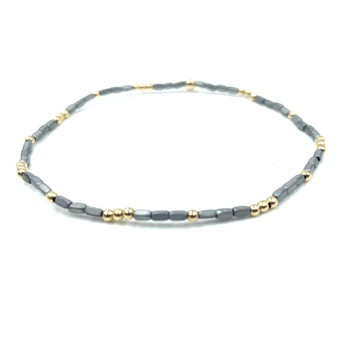 2mm Harbor Dark Gray + Gold Filled Waterproof Bracelet