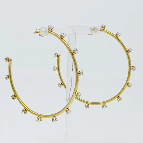 Slim & Jeweled Hoop Earrings