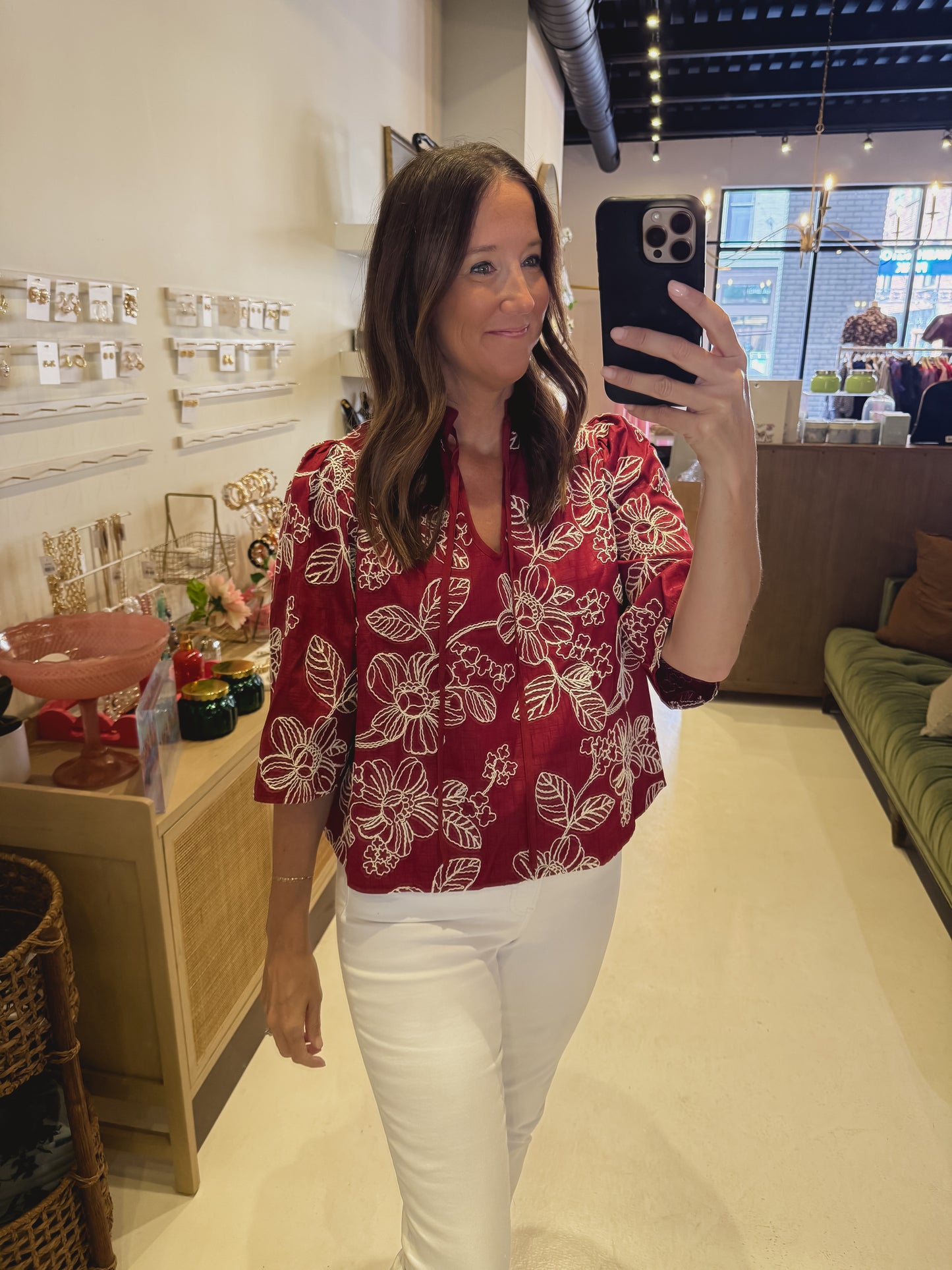 The Cranberry Sketch Floral Top