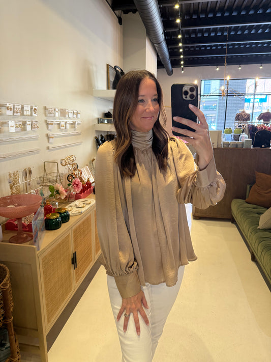 The Draper Top in Taupe