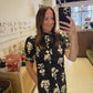 The Noir Column Dress in Black Floral Motif