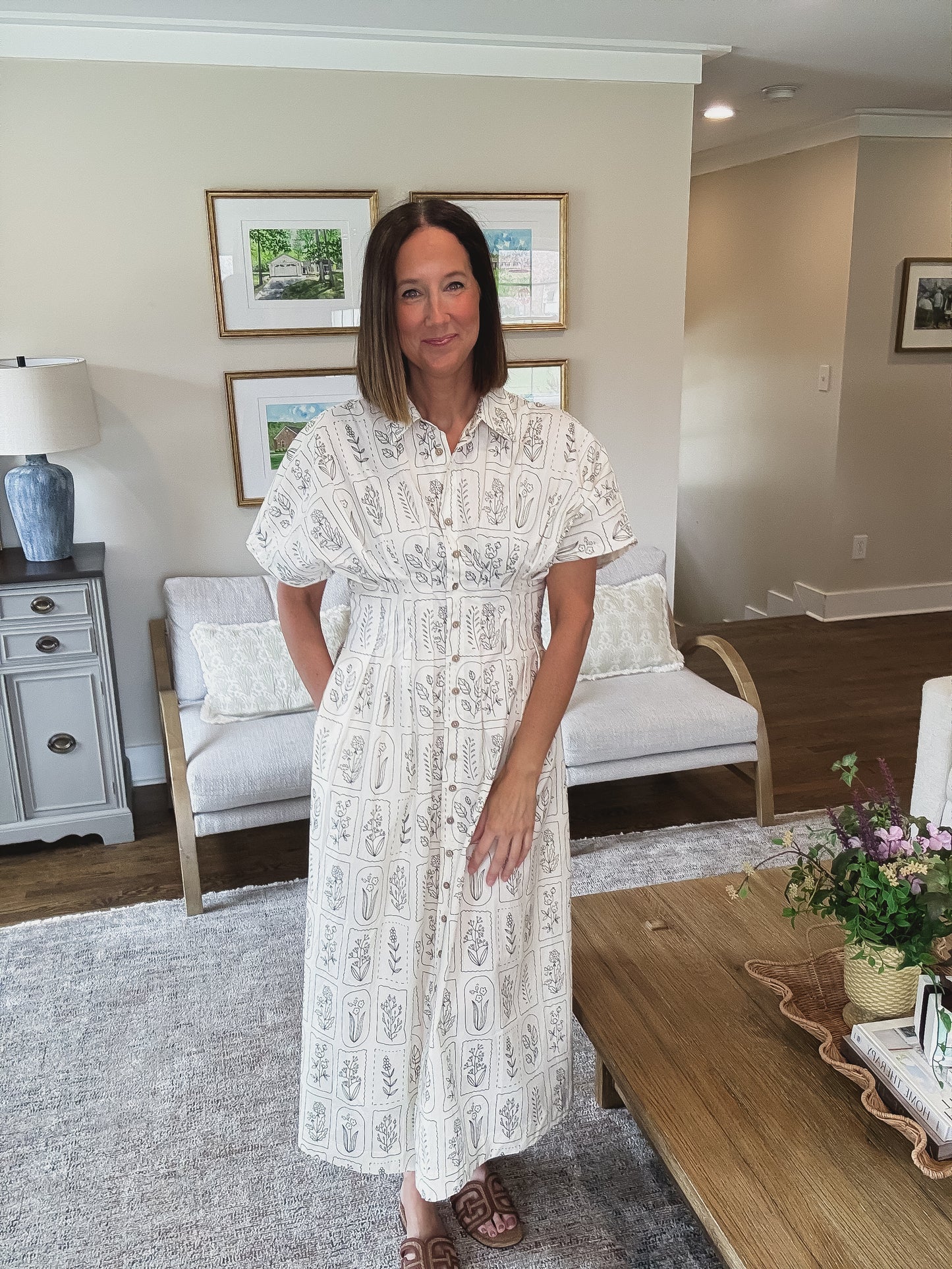 The Botanical Sketch Midi Dress