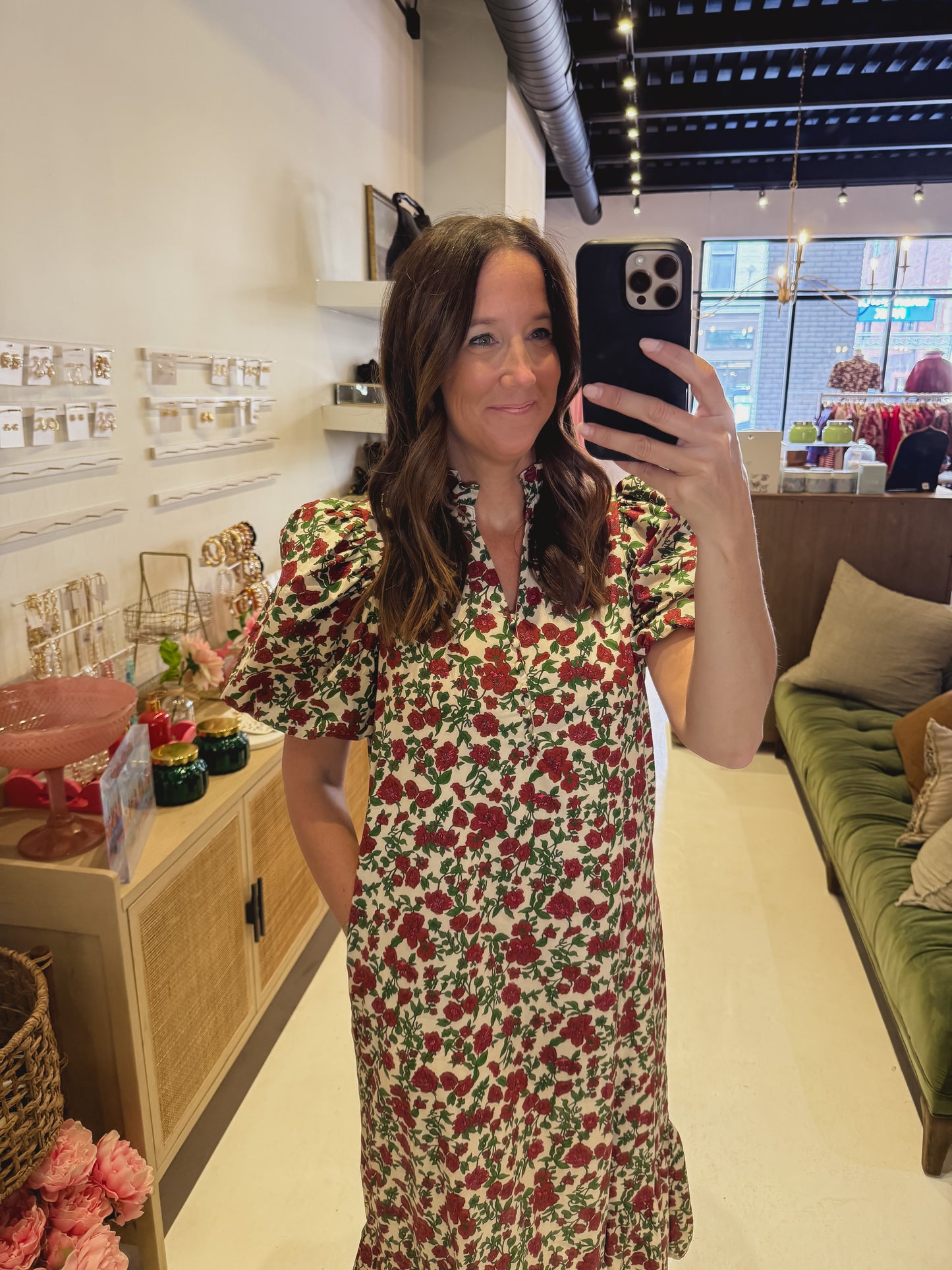 The Autumn Floral Dress in Burgundy