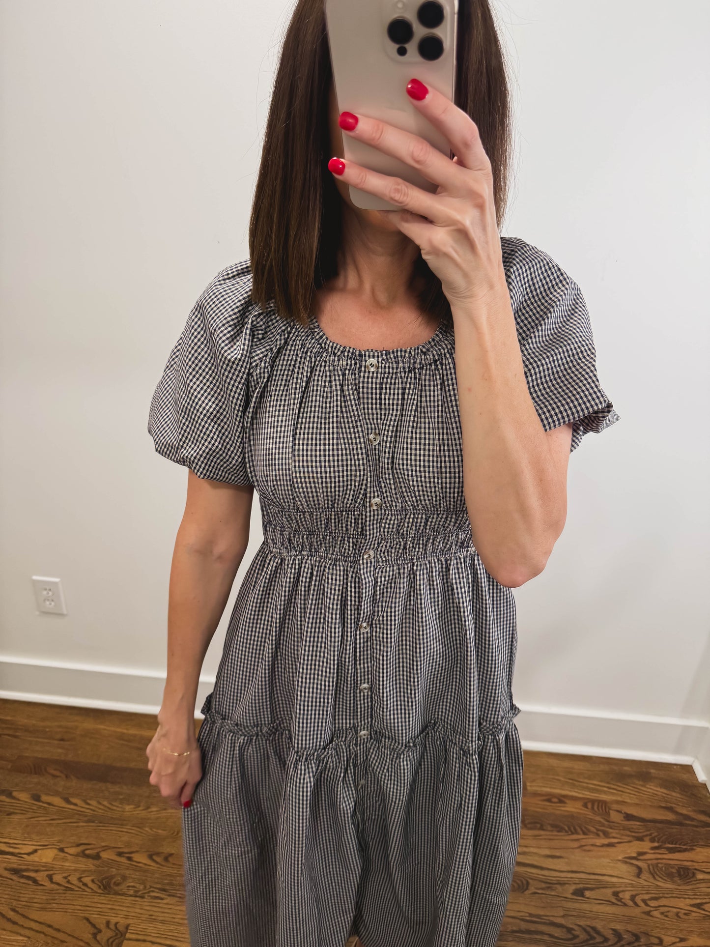 Nantucket Gingham Dress in Navy