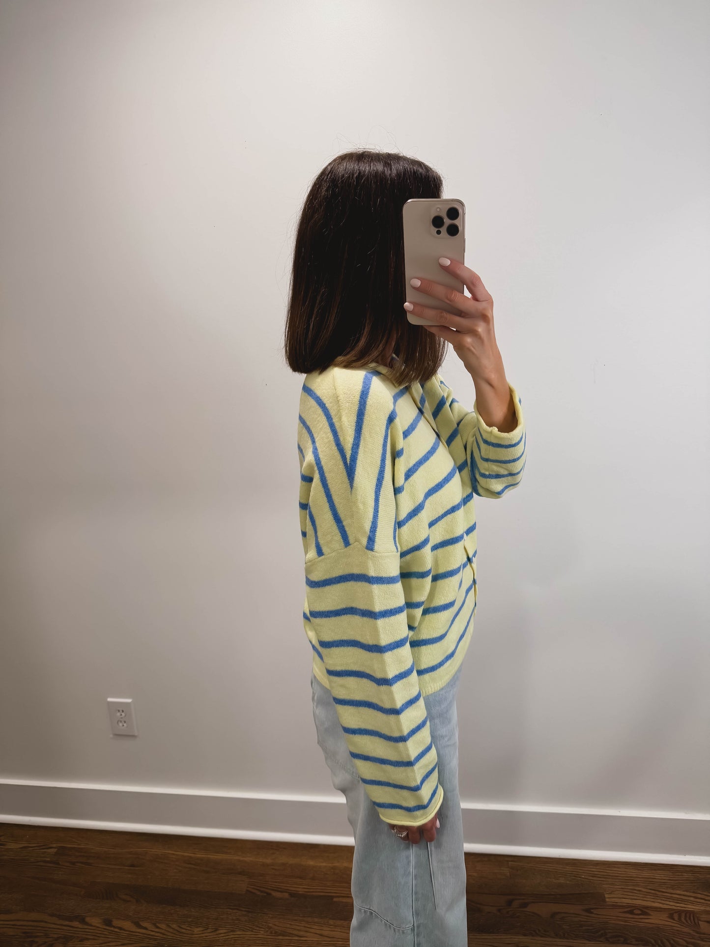 Striped Piper Cardigan in Light Yellow