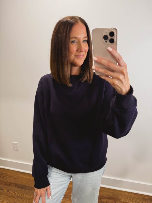 Nelly Mock Neck Pullover in Navy
