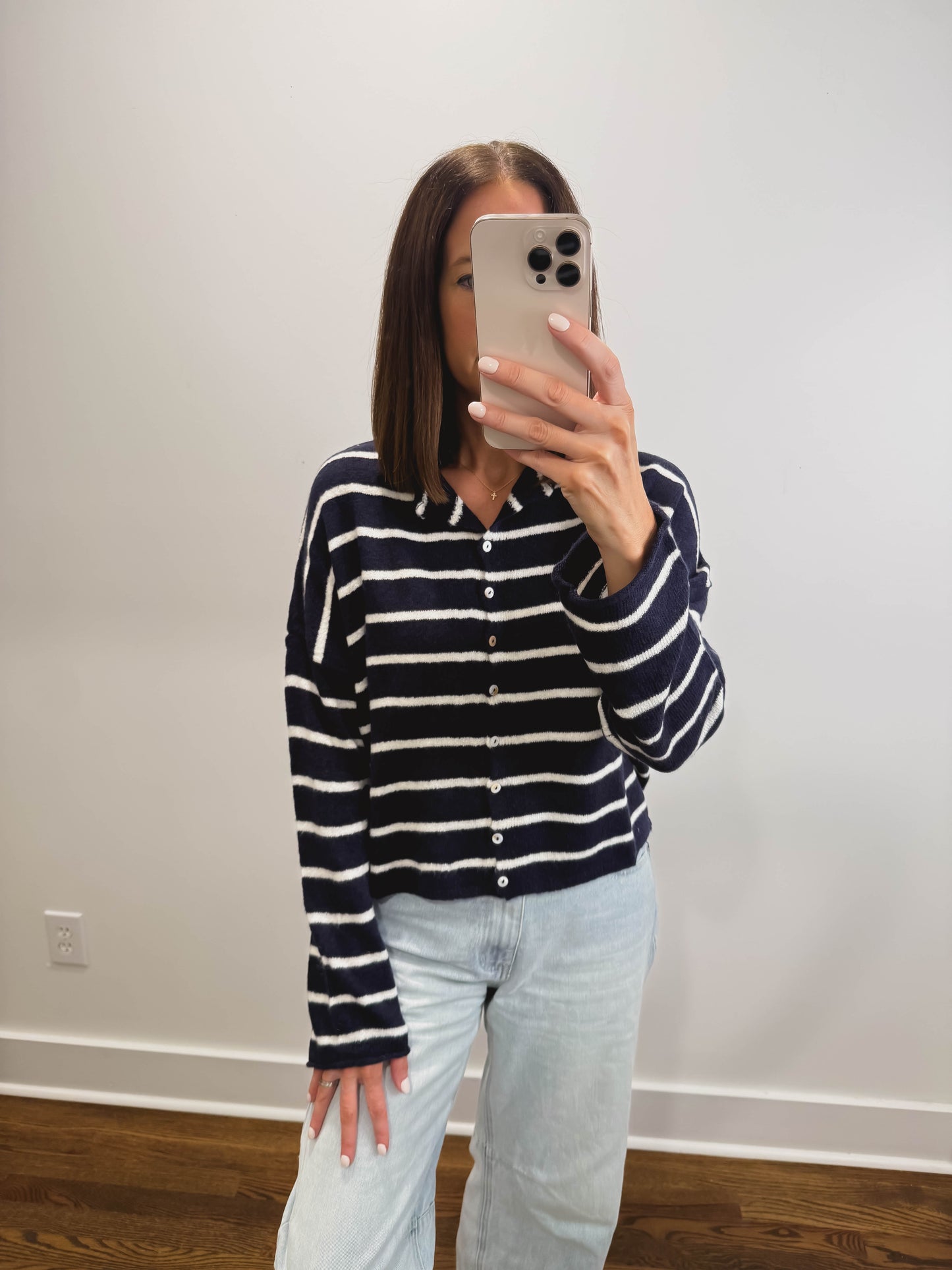 Striped Piper Cardigan in Midnight