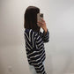 Striped Piper Cardigan in Midnight