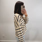 Striped Piper Cardigan in Natural/Navy