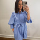 The Harbor Stripe Mini Dress in Blue