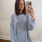 The Morgan Striped Oversized Long Sleeve Top in Blue
