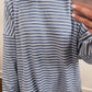The Morgan Striped Oversized Long Sleeve Top in Blue