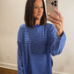The Levi Striped Oversized Long Sleeve Top in Royal Blue