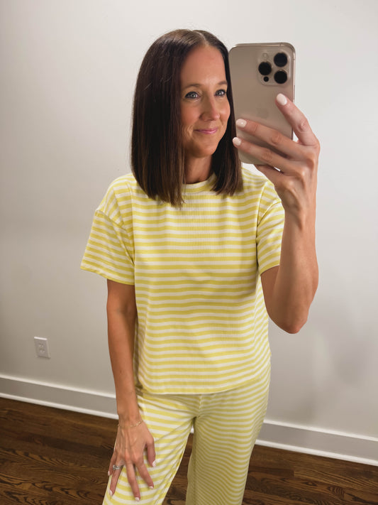 The Sandbar Striped Top in Yellow