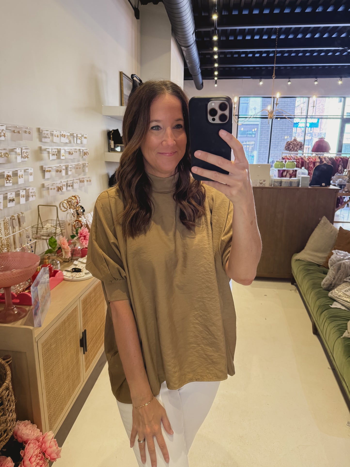 The Whisper Drift Top in Taupe