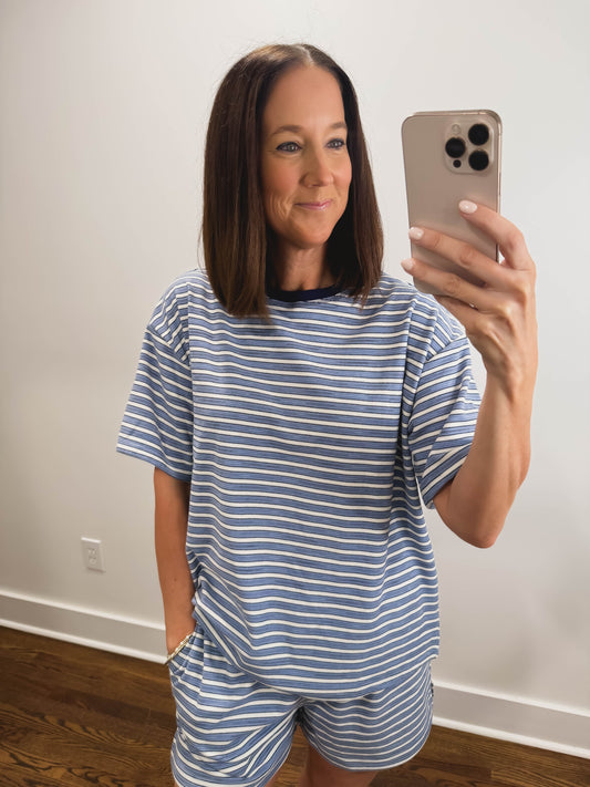 The Morgan Short Sleeve Top in Blue