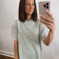 The Morgan Striped Oversized Short Sleeve Top in Mint