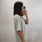 The Morgan Striped Oversized Short Sleeve Top in Mint