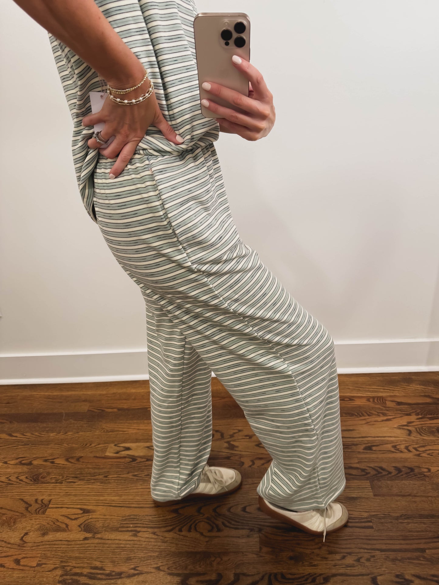 The Morgan Striped Pants in Mint