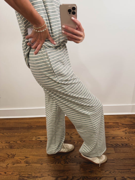 The Morgan Striped Pants in Mint