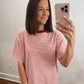 The Morgan Striped Oversized Short Sleeve Top in Pink