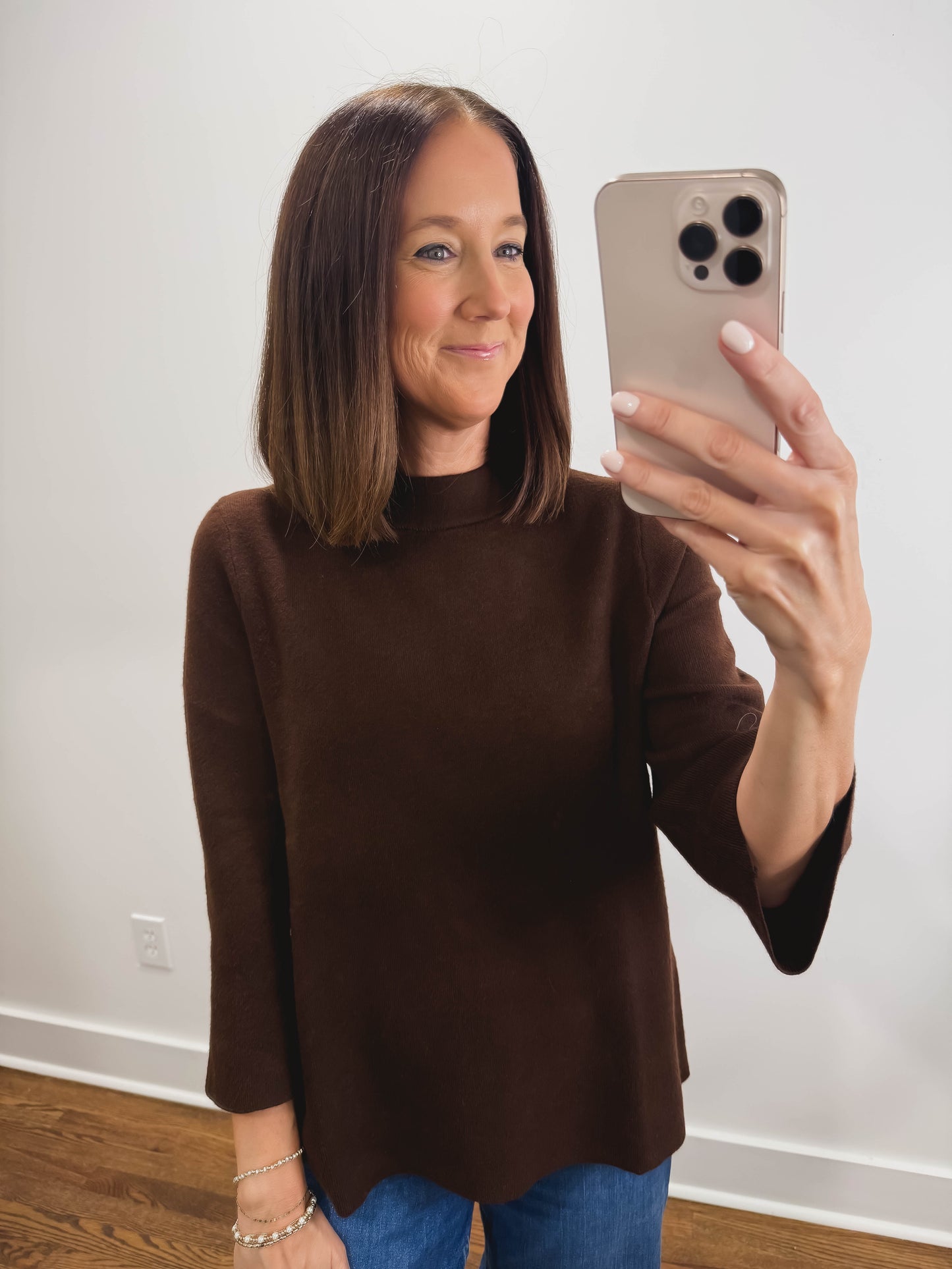 The Marlow Mock Neck Sweater in Brown