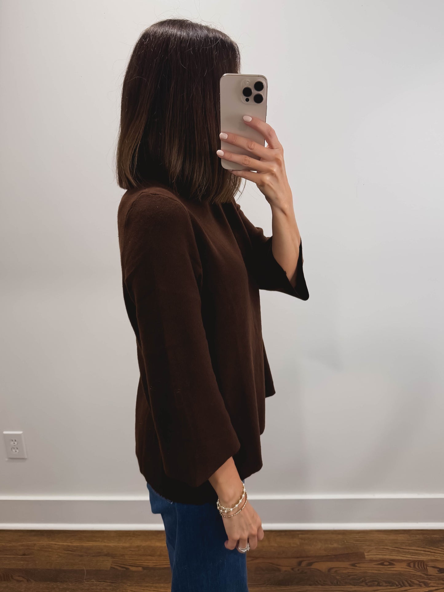 The Marlow Mock Neck Sweater in Brown