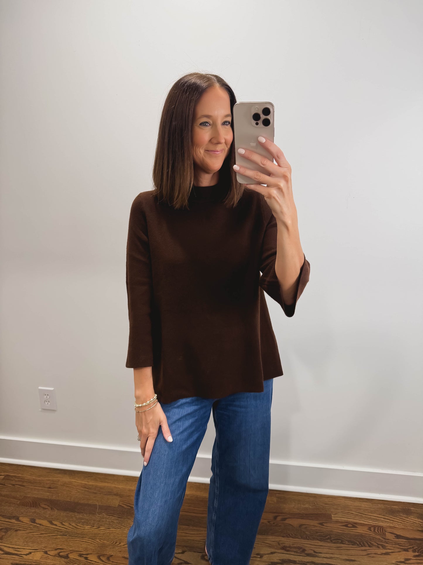 The Marlow Mock Neck Sweater in Brown