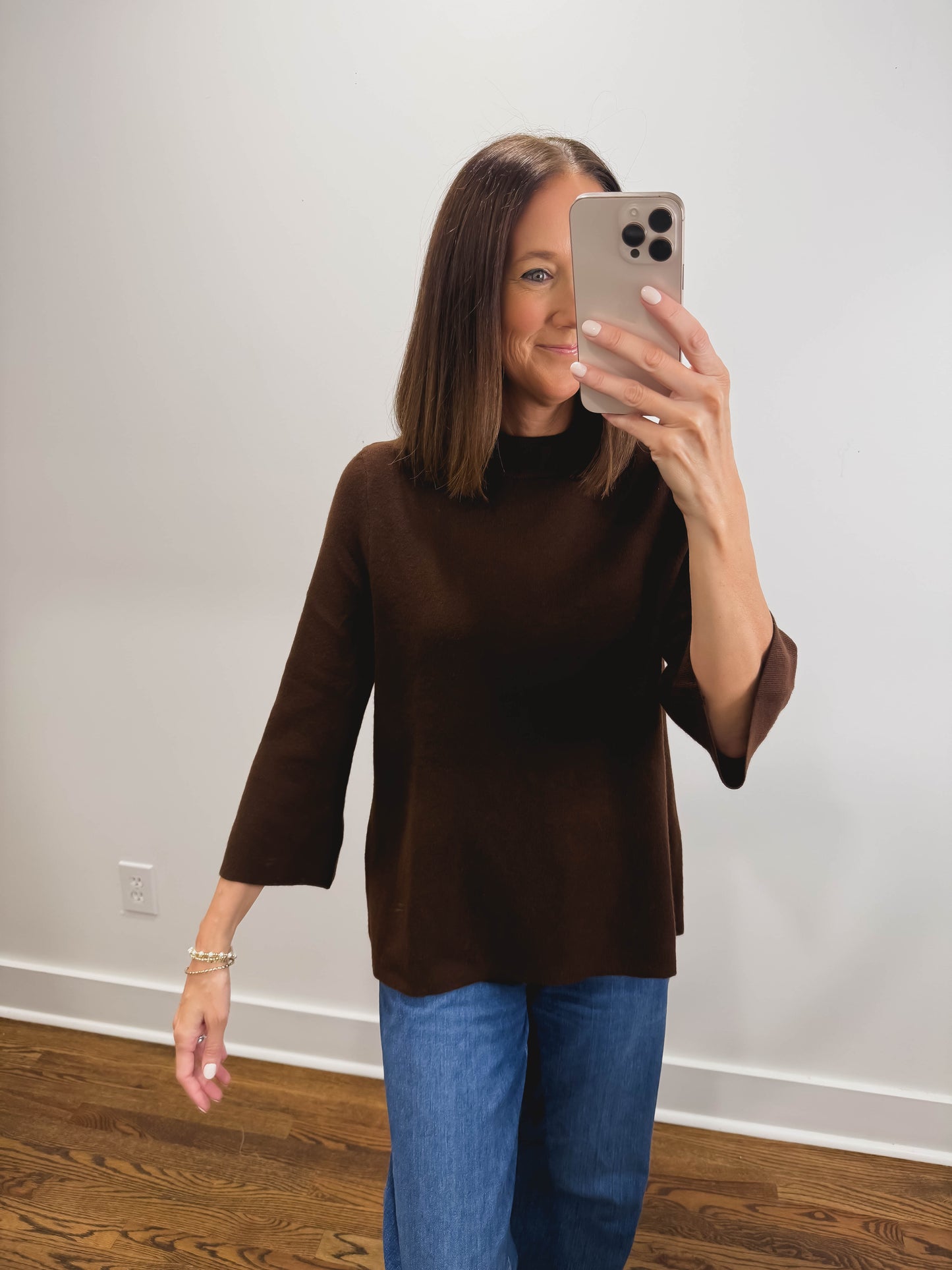 The Marlow Mock Neck Sweater in Brown