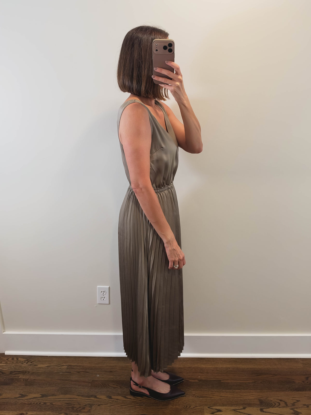 The Dusk Set | Taupe Sweater and Pleated Slip Dress Set