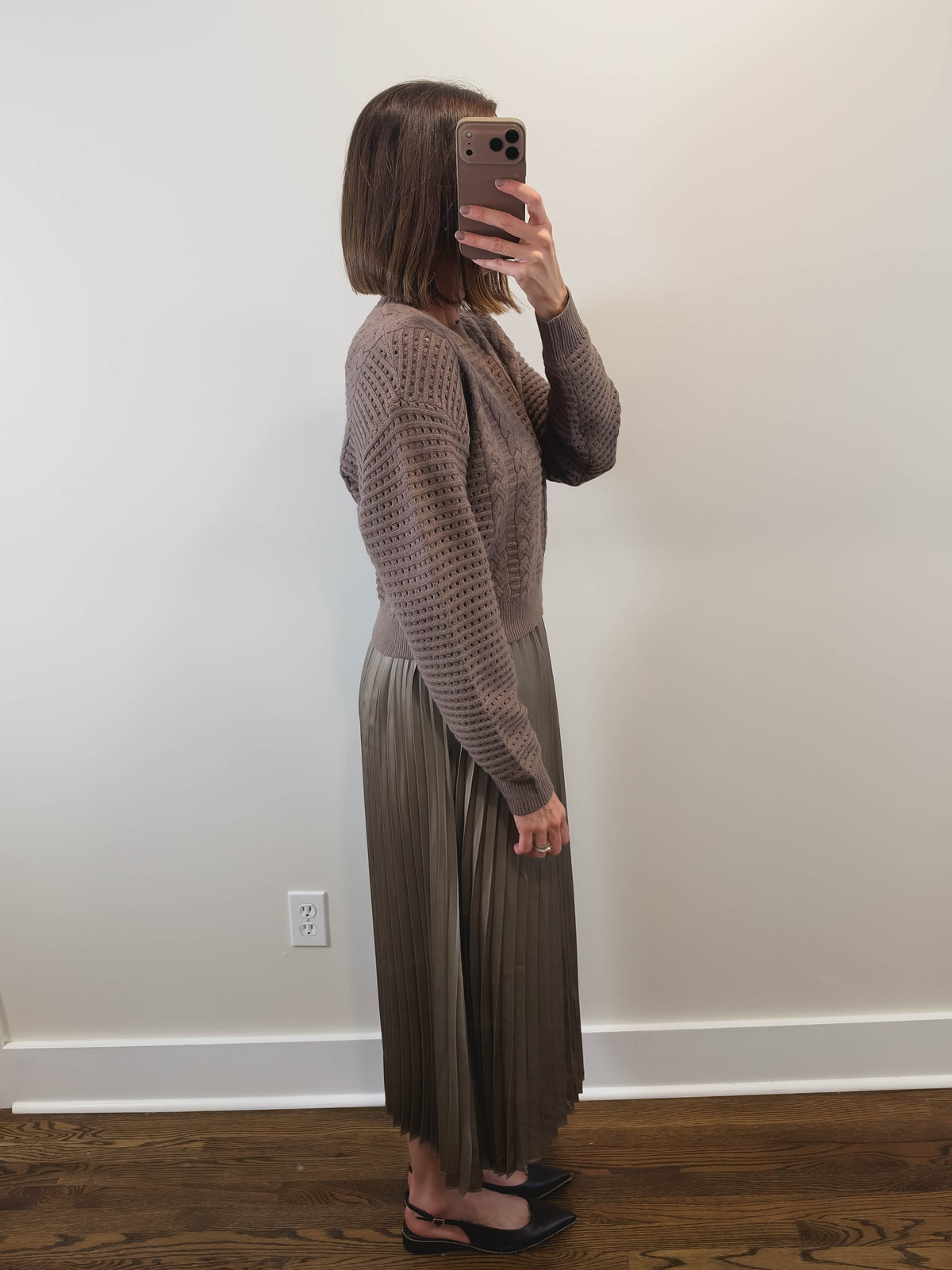 The Dusk Set | Taupe Sweater and Pleated Slip Dress Set