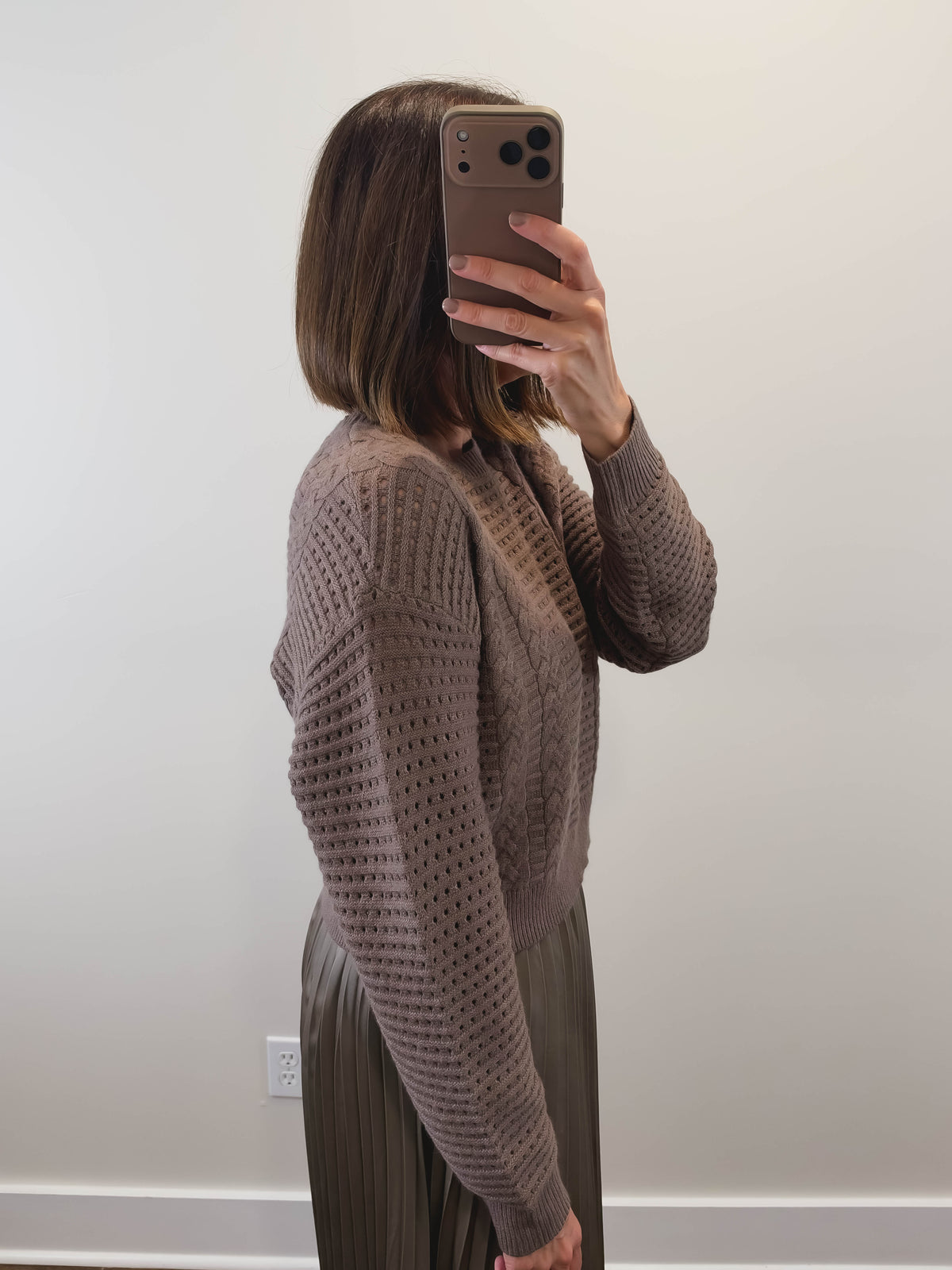 The Dusk Set | Taupe Sweater and Pleated Slip Dress Set