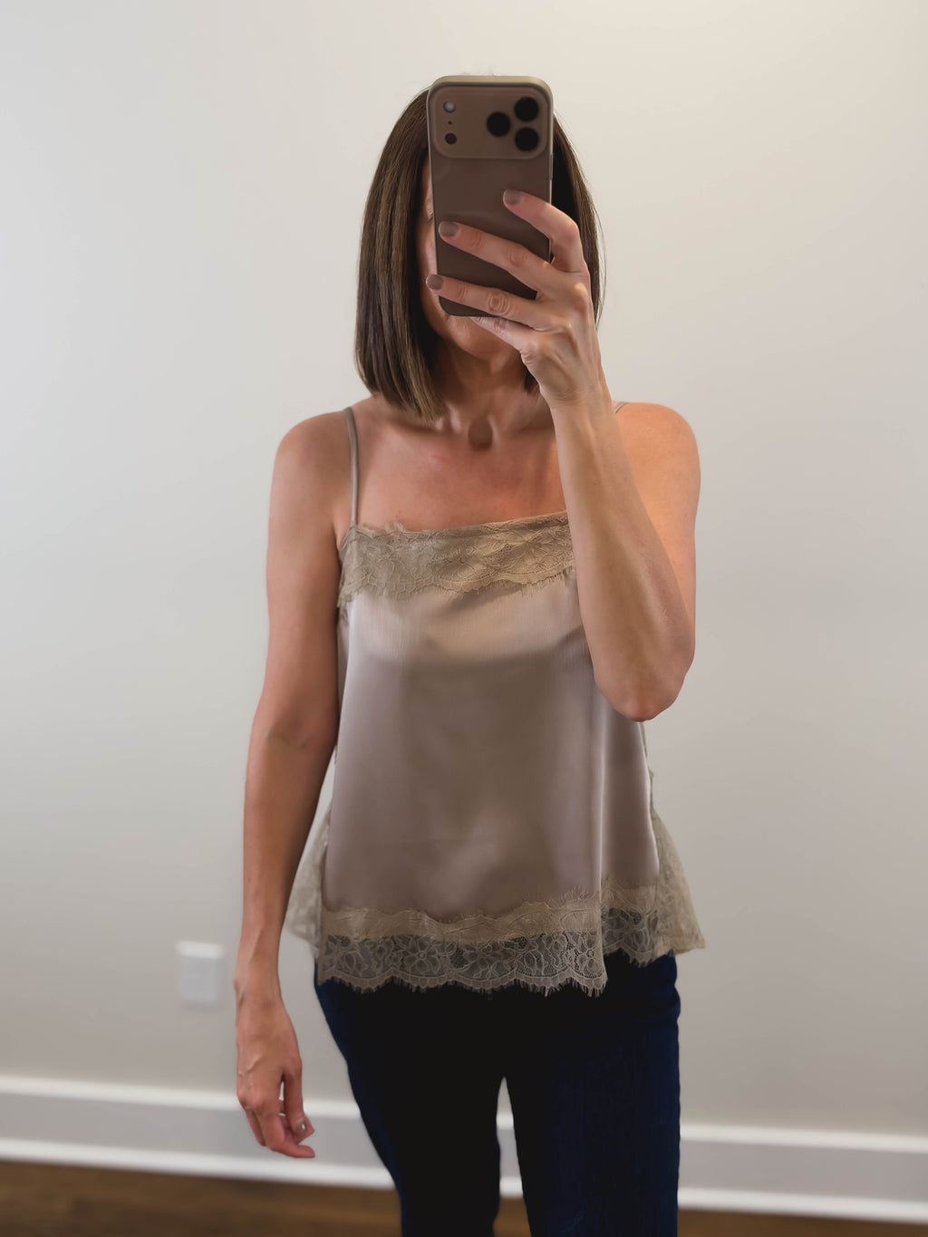 The Lillian Lace Cami in Mushroom