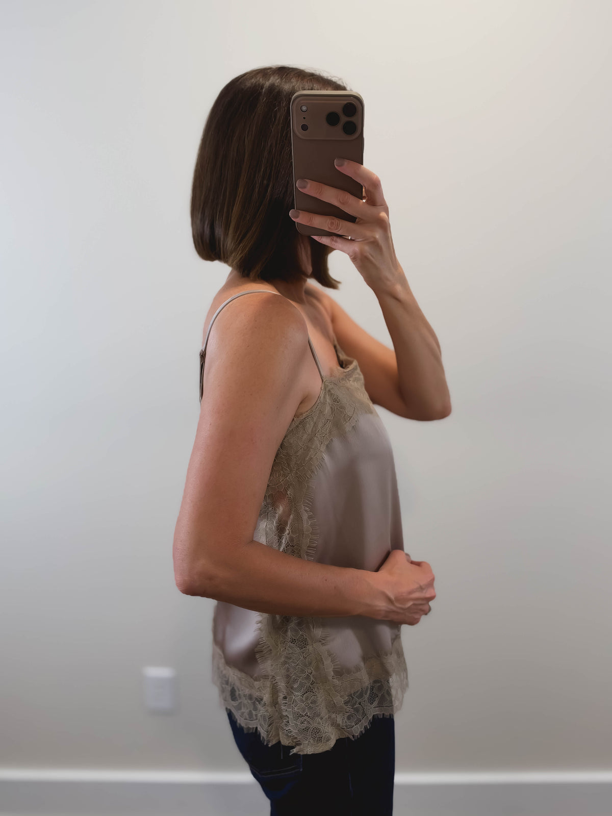 The Lillian Lace Cami in Mushroom